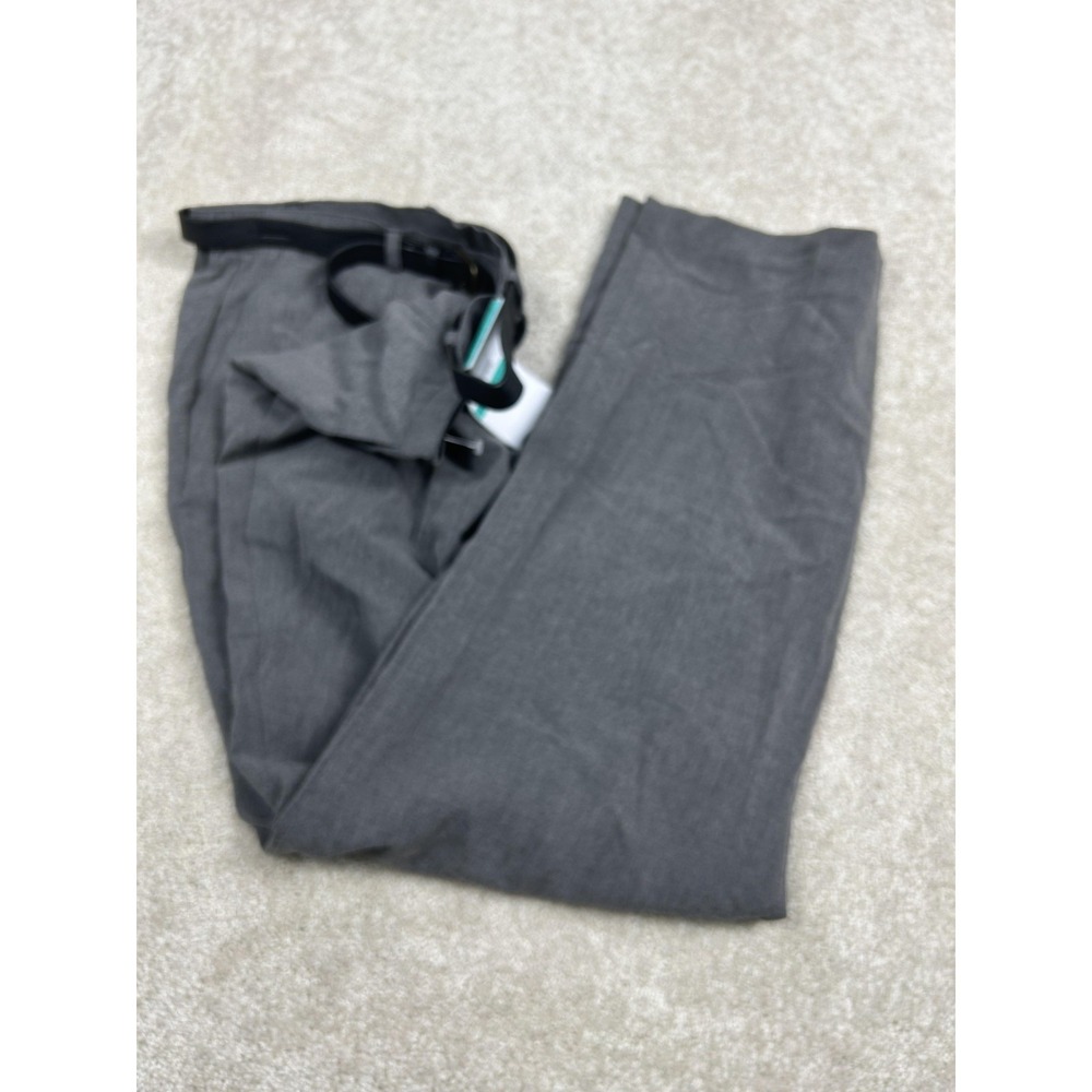 Sag Harbor Pants Womens 16P Gray Heather Pleated Belted Dress Trousers Stretch